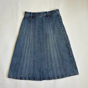 Vintage Denim Jean A Line Midi Skirt Women’s Size M High Waist Modest 90s Y2K
